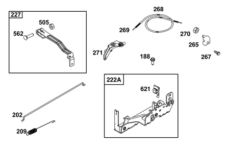 Controls Group Diagram and Parts List for 08P602-0029-H5 020000 - 09Z999 Briggs and Stratton Engine